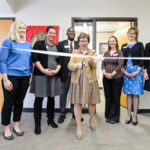 UW Chancellor Rebecca Blank officially cuts the ribbon during a grand opening ceremony at the Career Exploration Center (CEC) inside Ingraham Hall at the University of Wisconsin-Madison on Jan. 30, 2017. (Photo by Bryce Richter / UW-Madison)