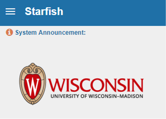 Starfish home page with Navigation bar and UW-Madison logo